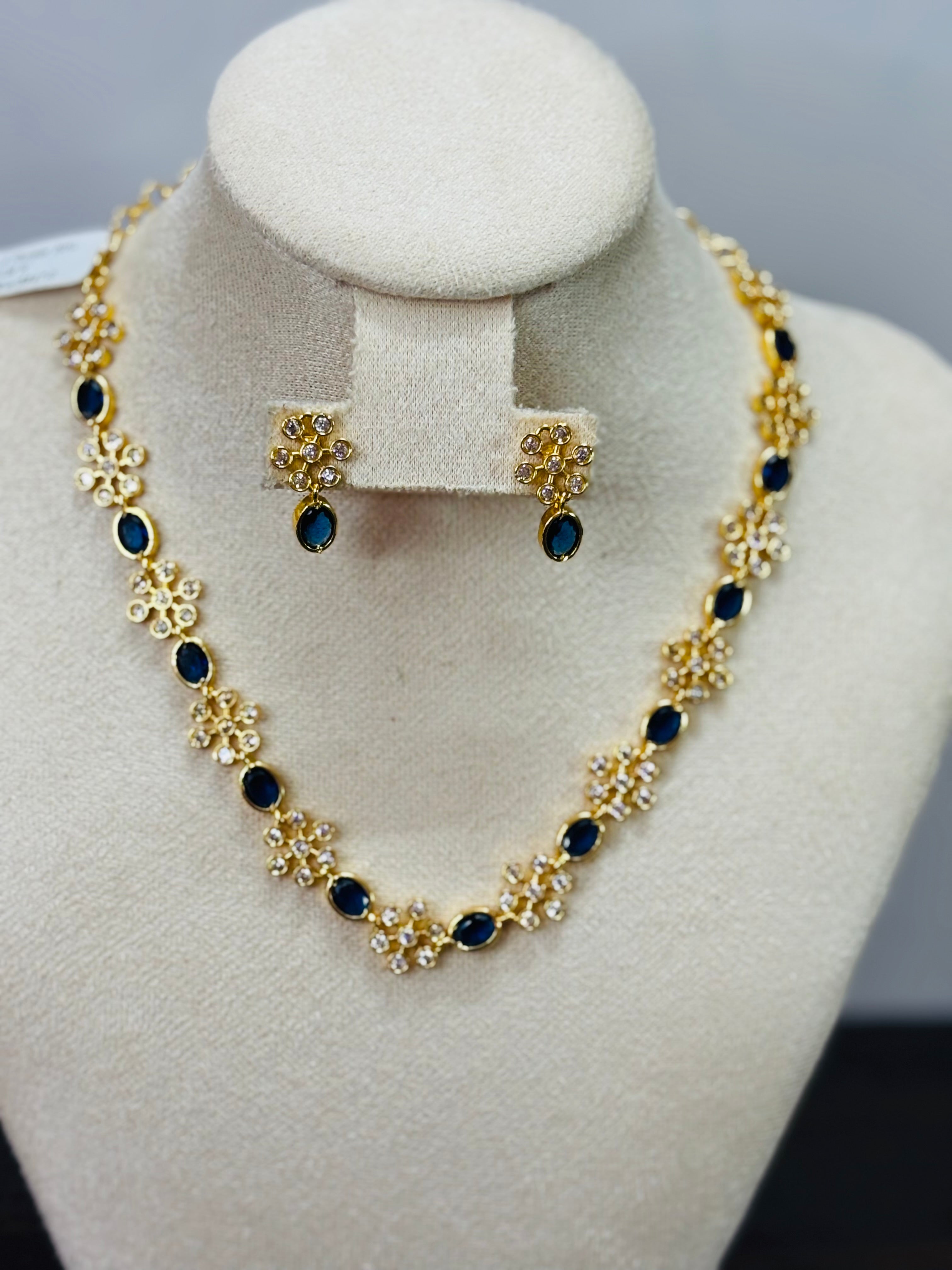 Sapphire Blue AD Stone Necklace
