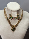 Antique gold square design necklace