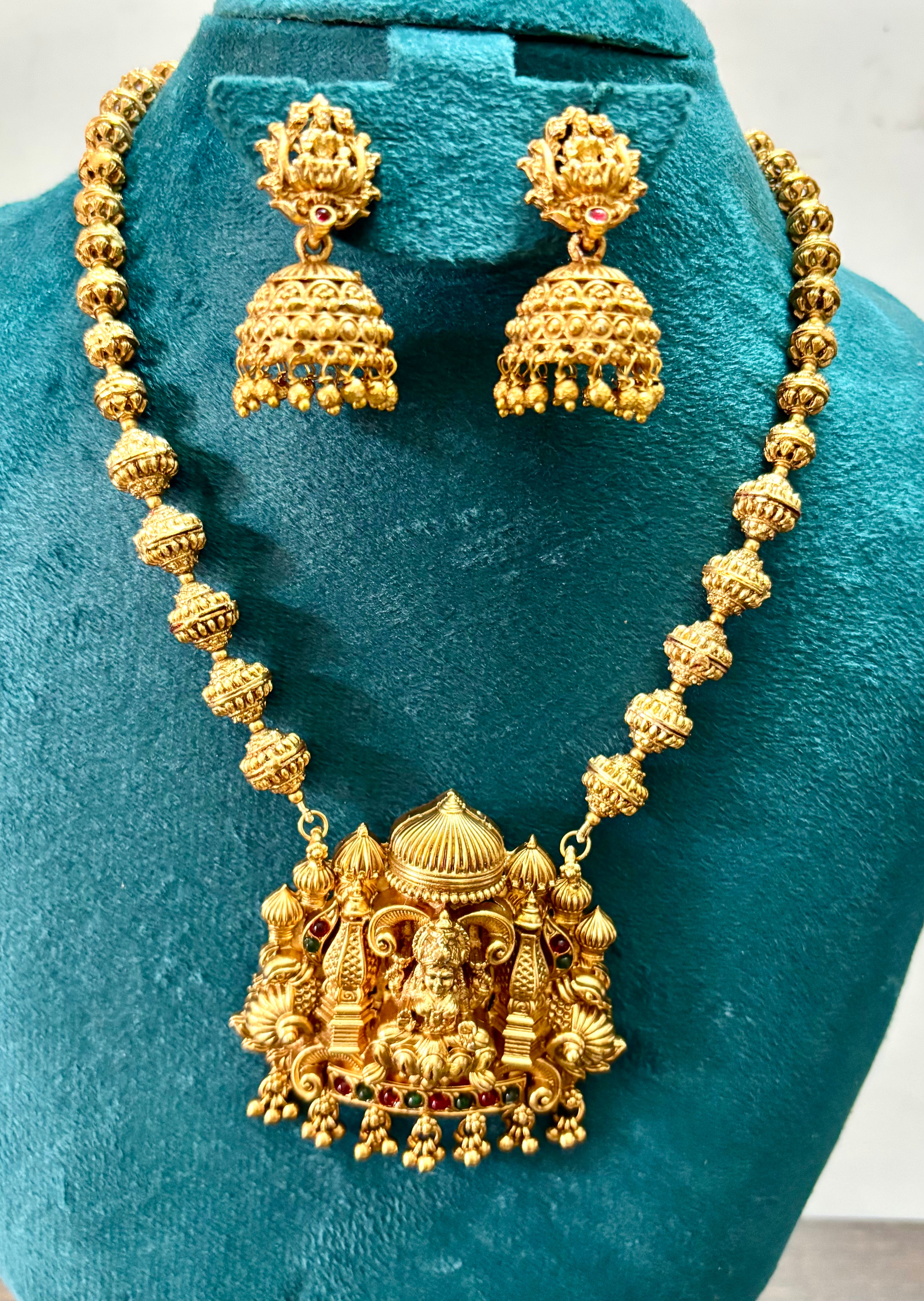 Antique Gold Finish Lakshmi Haaram -KJ- GP141