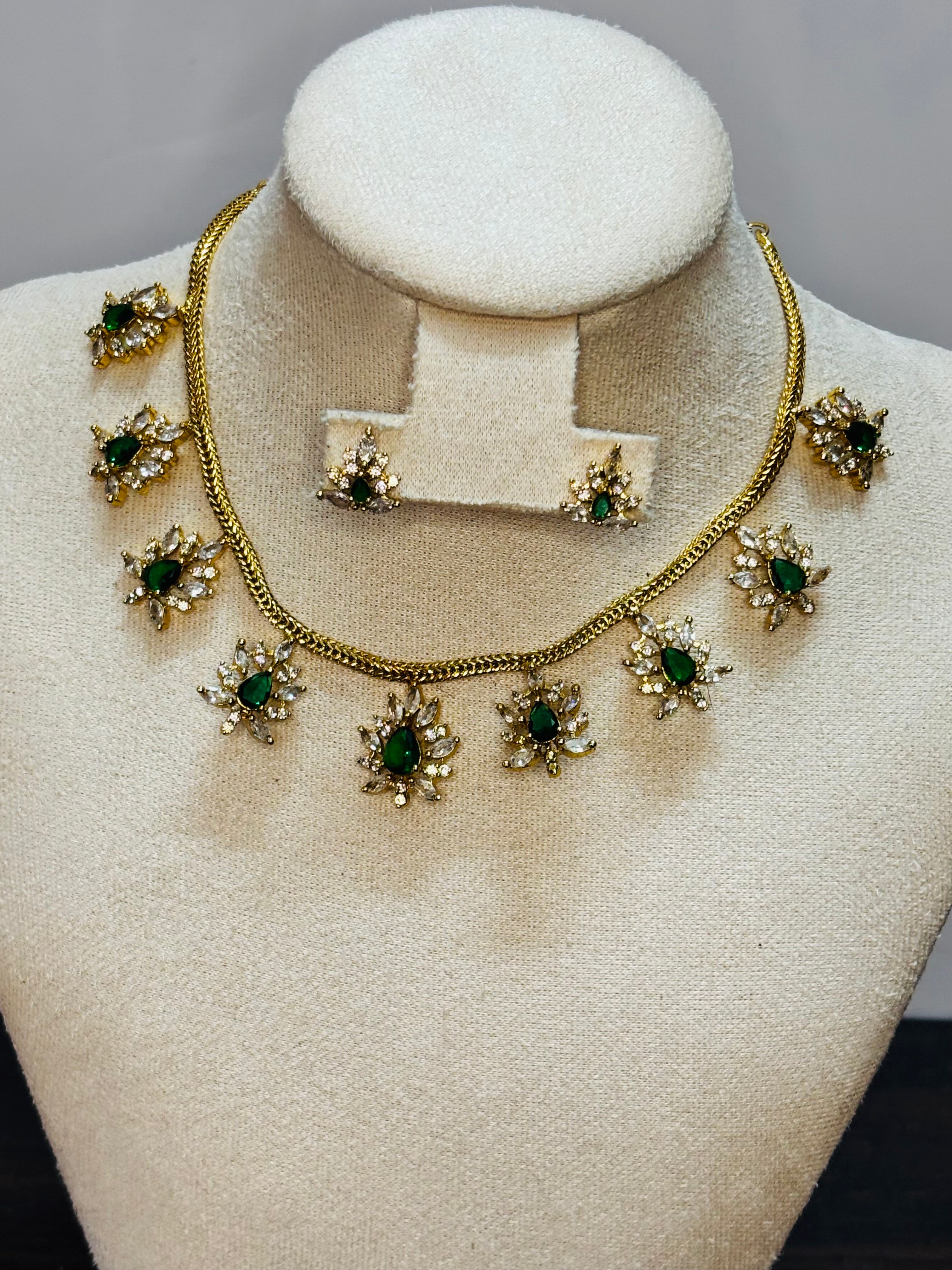 AD stone Necklace with Earrings