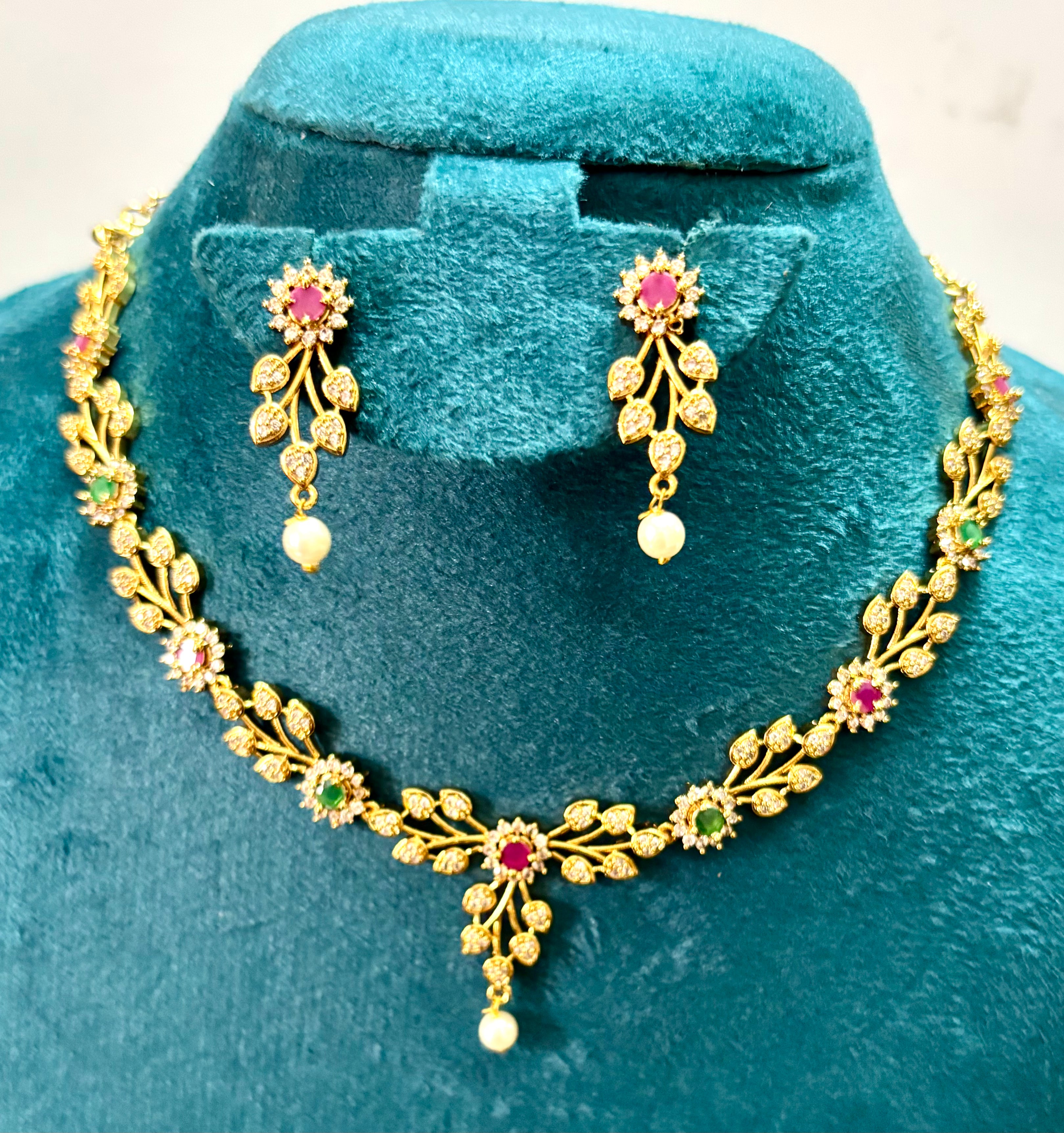 CZ stone Multi colour Necklace -KJ- GP142