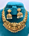 Antique Gold peacock and Lakshmi Necklace -KJ- GP138