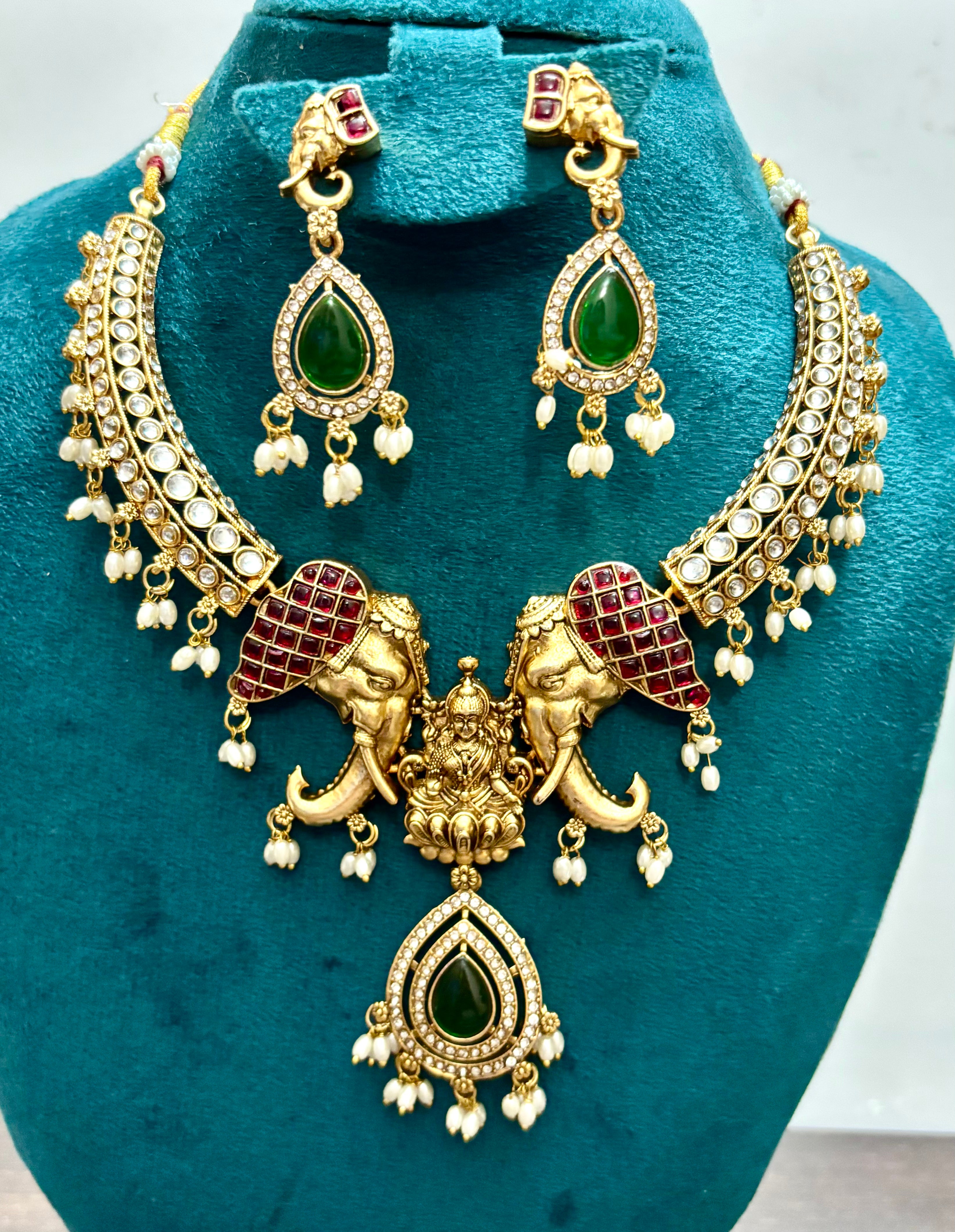 Antique Lakshmi and Elephant Necklace -KJ-GP137