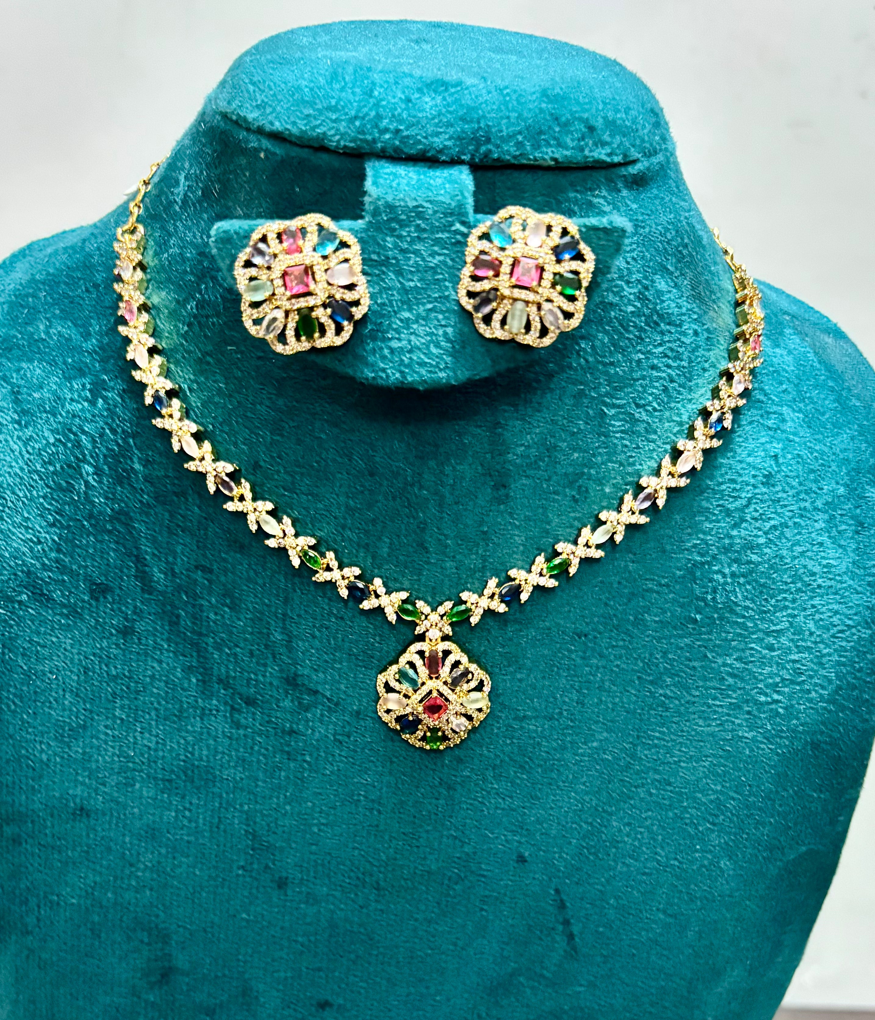 Premium AD stone Multi colour Necklace sets -KJ-GP144