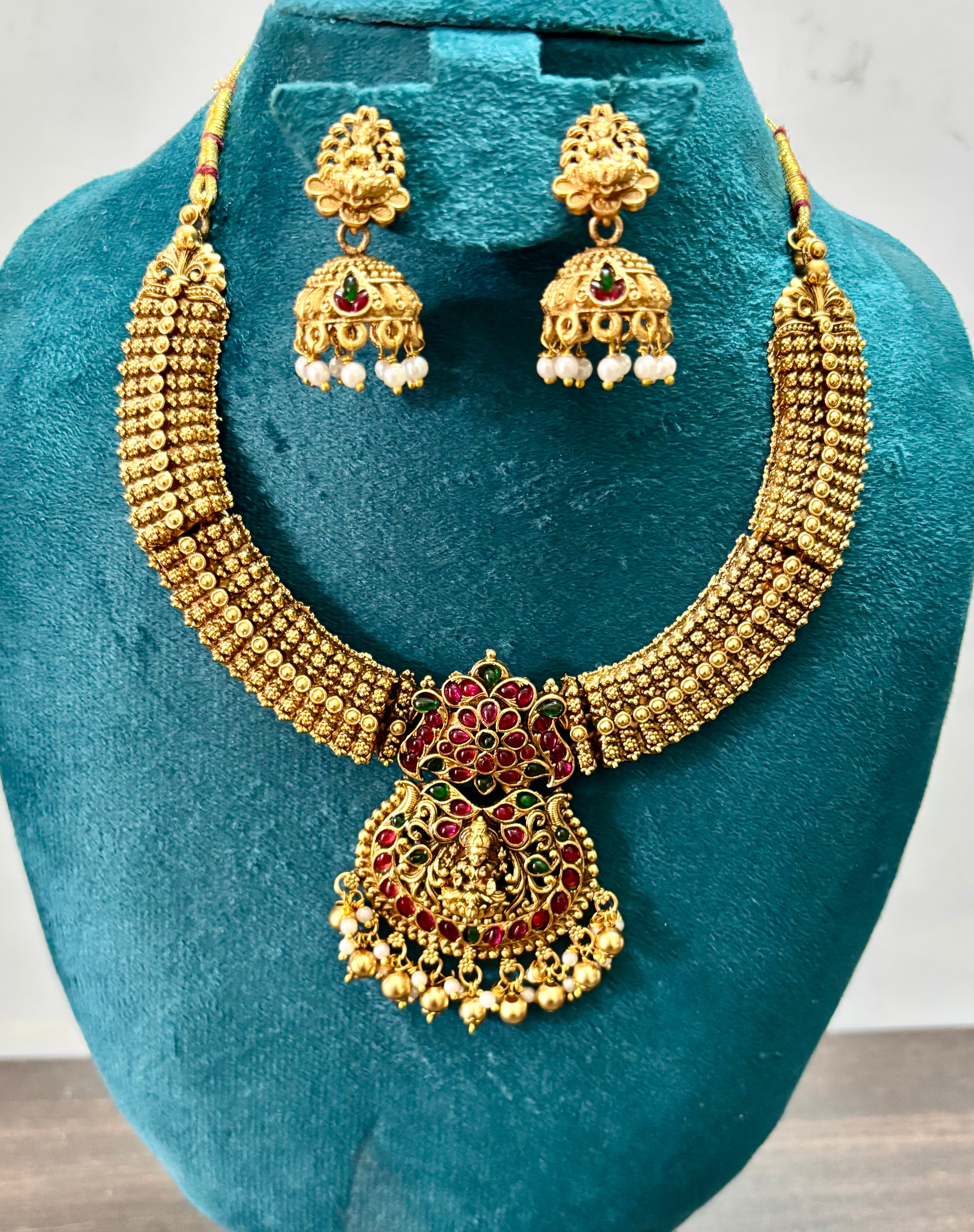 Antique Temple Jewellery with Lakshmi Pathakam -KJ-GP140